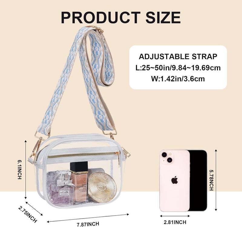 Fibrdoo Clear Bag Stadium Approved, Leather Clear Crossbody Purse Bag for Concerts Sports Events Festivals - Image 3